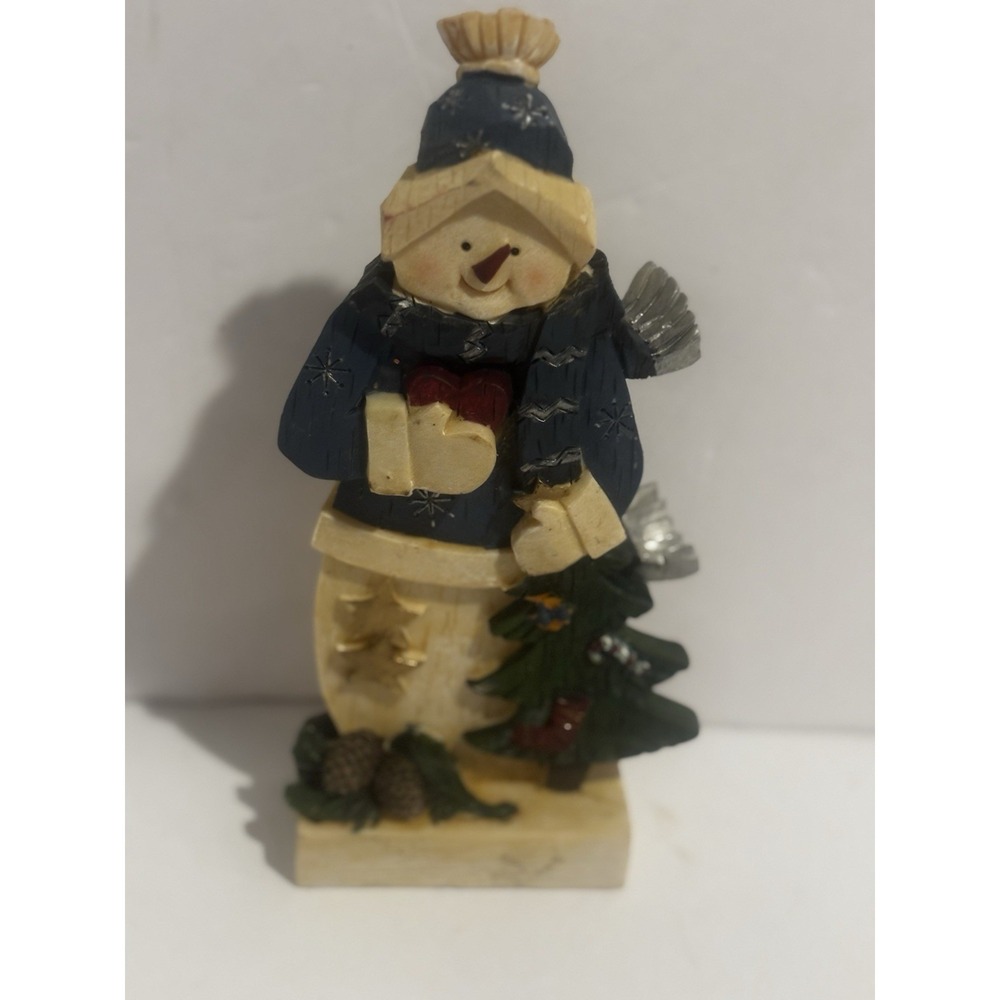 Rustic Snowman Figurine Christmas Decor Tree 8.5 Inch Holiday Decoration